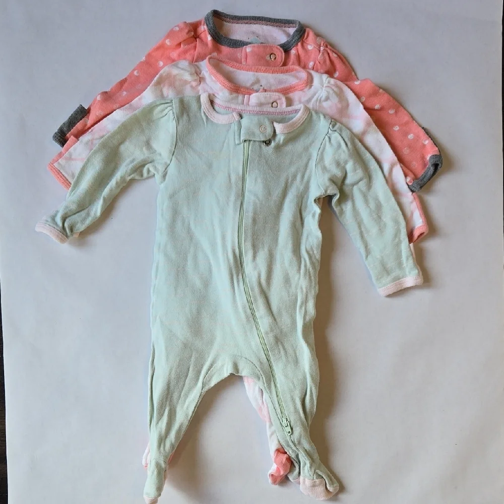 Set of 8 - Carter's, Cloud Island 0-3 Month Baby Girl Footed Pajamas